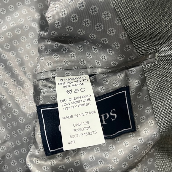 Ralph Lauren Chaps Men Grey Crosshatch Pattern Suit Jacket Sz 44R Sports Coat - Picture 13 of 13